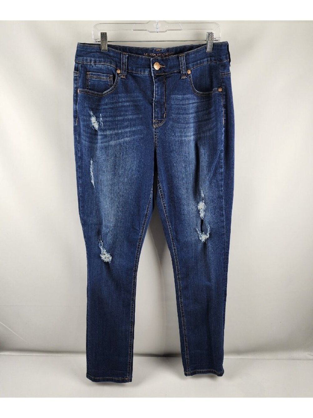 Melissa McCarthy Jeans Womens Plus 16W Blue Distressed Skinny Jeans